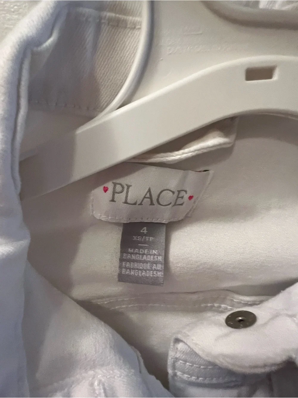 The Children's Place girls White Denim Jacket size 4 XS
